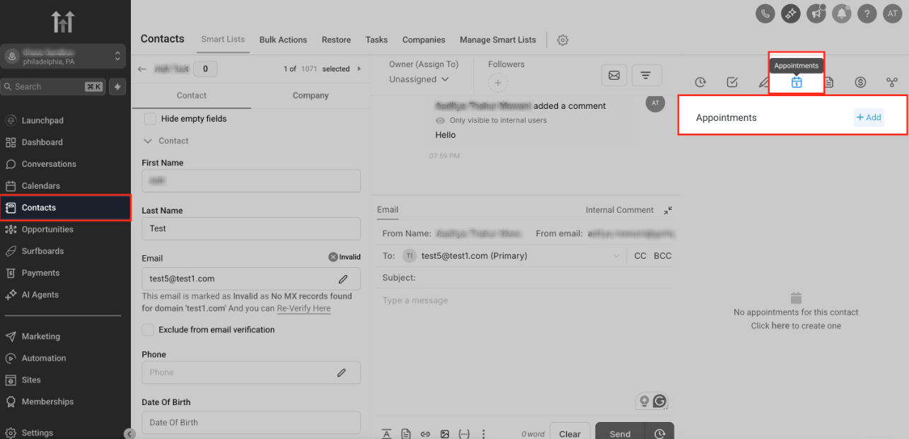 Afspraak toevoegen vanuit de contactfiche