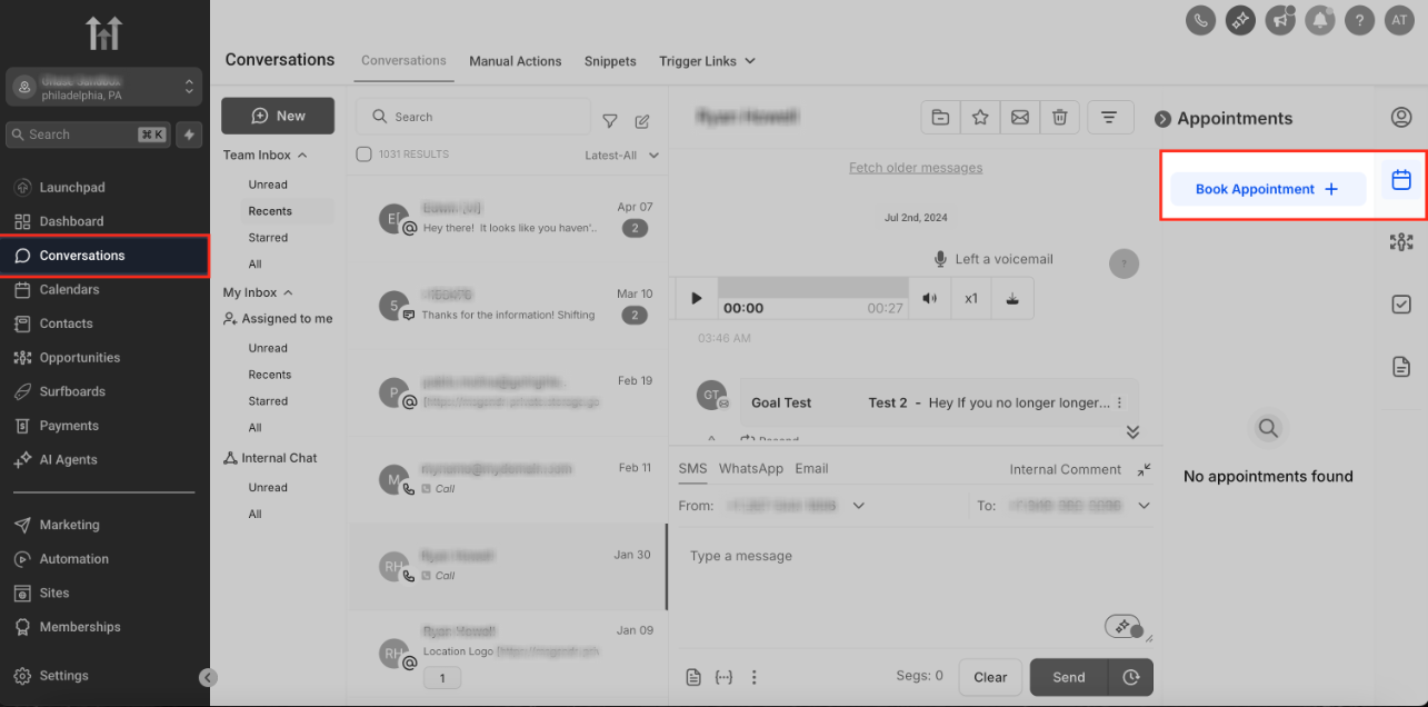 Afspraak maken vanuit Conversations