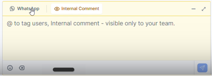 Internal Comment composer zichtbaar alleen voor het team