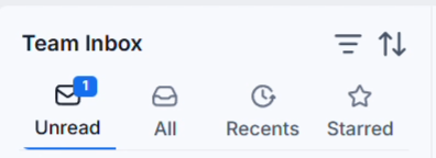 Team Inbox filters Unread All Recents en Starred